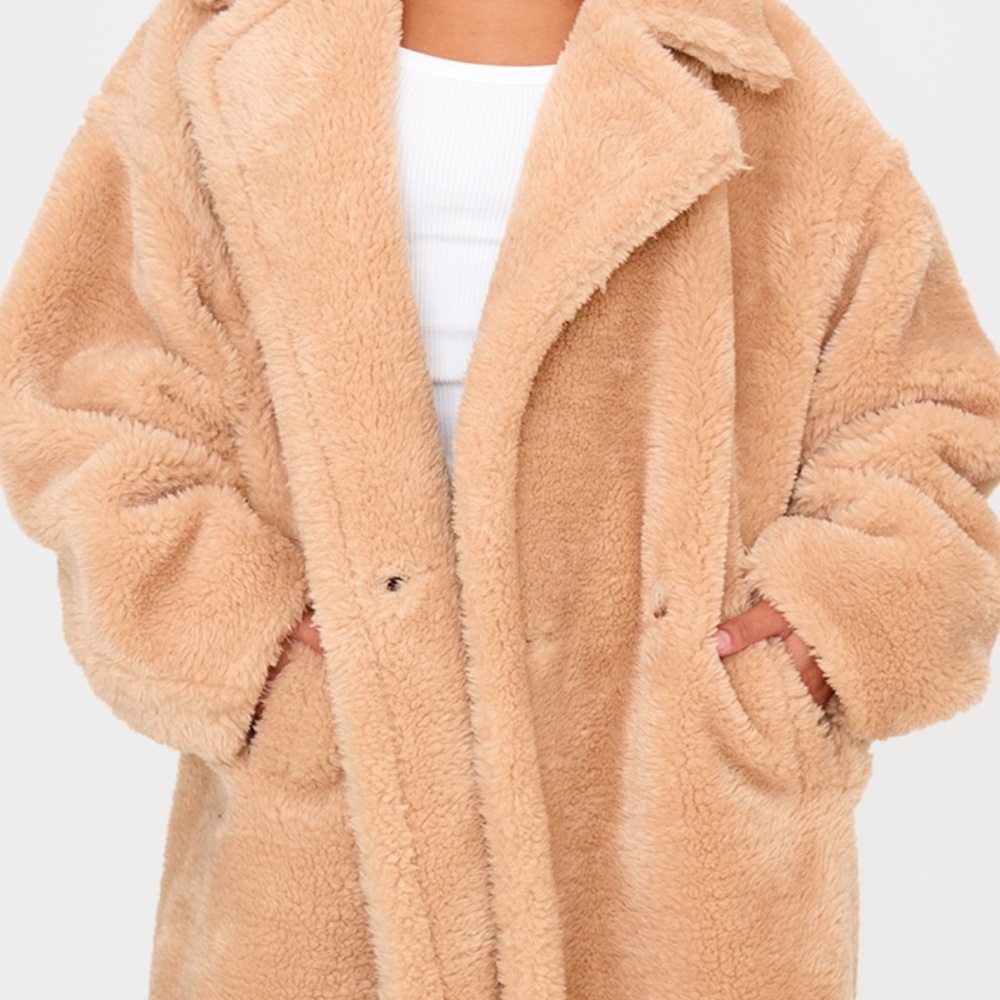 Women's Tan Faux Fur Coat